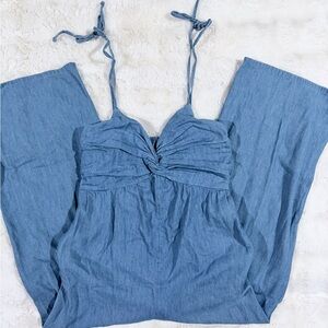Old Navy Denim Blue Jumpsuit with Tie Straps